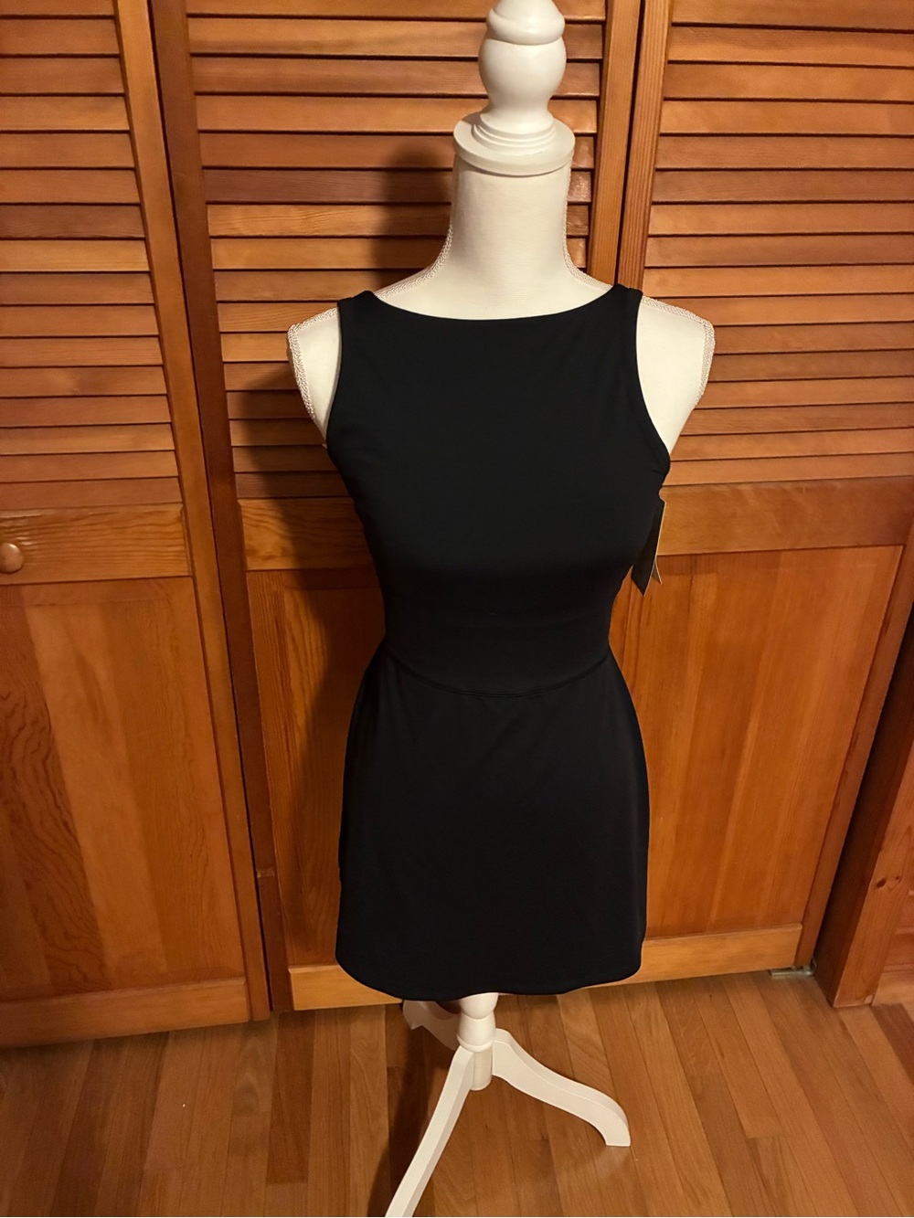 all in motion Black Sleeveless Boatneck Mini Dress